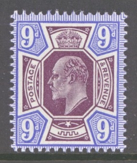 1911 9d Deep Plum + Blue SG 307a  A Superb Fresh U/M example