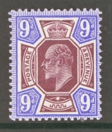 1911 9d Deep Dull Reddish Purple + Deep Bright Blue SG 306a. Spec (M41 2) A Superb Fresh U/M example in Extra Deep Shade