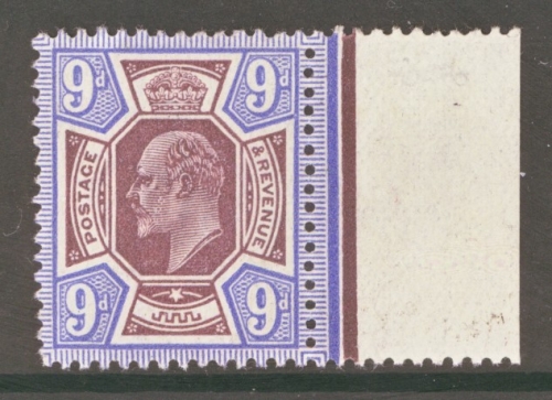 1911 9d Dull Reddish Purple + Blue SG 307  A Superb Fresh U/M Marginal  example