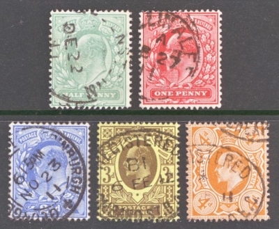 1911 King Edward V11 ½d - 3d perf 15 x 14  A Fine Used Set of 5 - Cat £90