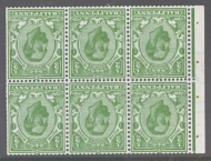 1911 ½d Yellow Green Booklet Pane with Inverted Watermark  SG 324aw  A Fresh U/M pane. Cat £275