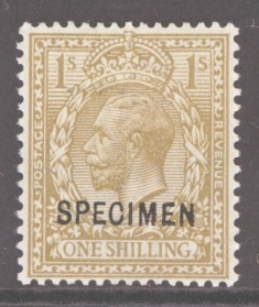 1912 1/- Bistre  SG 395 Overprinted Specimen Type 26