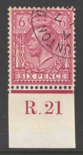 1912 6d Purple perf 14 SG 385a  A Superb Used Control copy