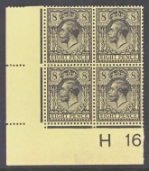 1912 8d Black on Yellow SG 390  A fresh U/M H16 control block of 4