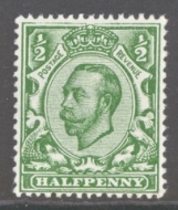 1912 ½d Yellow Green variety No Cross on Crown SG 340a  A Fresh U/M example