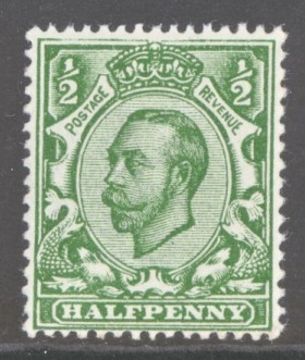 1912 ½d Yellow Green variety No Cross on Crown SG 340a  A Fresh U/M example