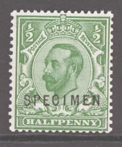 1912 ½d Green  SG 335s  Overprinted Specimen Type 22. A fresh U/M example