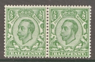 1912 ½d Yellow Green Variety No Cross on Crown SG 340a.  A Fresh U/M example with normal. Cat £190