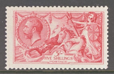 1913 5/- Rose Carmine SG 401 Superb Fresh U/M