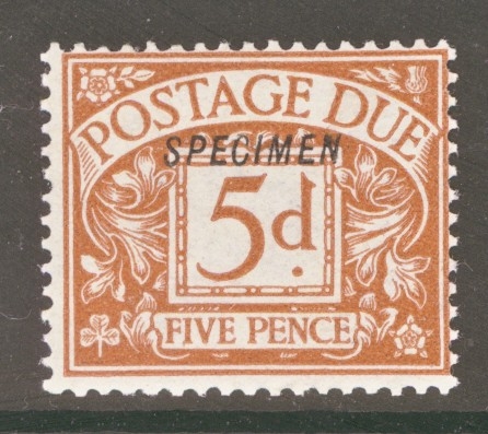 1914 Postage Due 5d Brown Overprinted Specimen SG D7s  A Fresh Lightly MM example