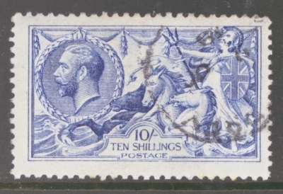 1915 10/- Deep Blue SG 411 A Very Fine used example. Cat £1,000