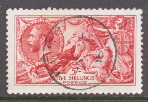 1915 5/- Bright Carmine SG 409 A Superb Used example. Cat £400+