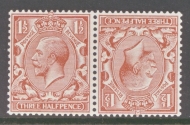 1924 1½d Brown Tete-beche pair SG 420a  A Superb Fresh Lightly M/M example. Cat £500