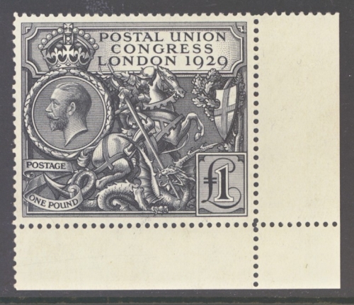 1929 £1 PUC SG 438. A Superb Fresh U/M well centred corner Marginal example