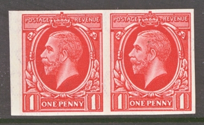 1934 1d Scarlet Large Head Essay Imperf. A Fresh U/M pair. Cat £360