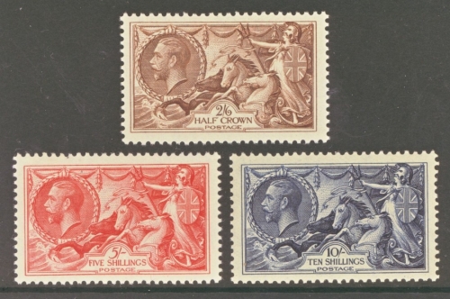 1934 2/6 - 10/- Re-Engraved Seahorse set SG 450 - 52 A Superb Fresh Well Centred U/M set with Caffaz Cert.