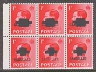 1936 1d Booklet Pane of 6 with Upright Wmk with Cancelled Type 33p.  A Fresh LMM Pane of 6 (4 stamps UM) Cat £425