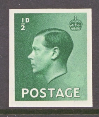 1936 King Edward V111  ½d Green SG 457  A Fresh U/M imperf Imprimatur from the National Postal Museum handstamped Imprimatur on the reverse 