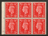 1937 1d Scarlet Booklet Pane with F5 Cyl