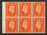 1937 2d Orange Booklet pane with H1 Cyl