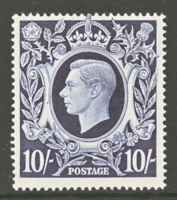 1939 10/- Dark Blue SG 478 variety Retoched Medallion SG Spec Q32c U/M