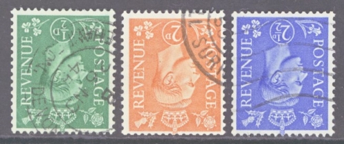 1941 Light Colours Inverted Watermark Set of 3  SG 485i - 90i