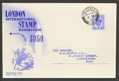 1950 2nd Oct 4d Ultramarine on Alcock FDC.