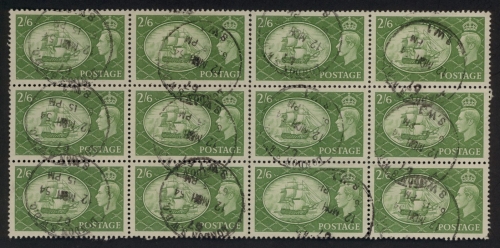 1951 2/6 Green SG 509 A fine used block of 12