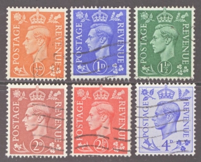 1950 New Colours Set Of 6 SG 503 - 08