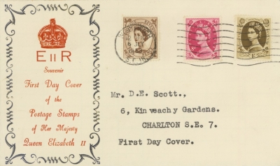 1953 5d, 8d + 1/-  on illustrated FDC With typed address 