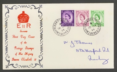 1954 Tudor 3d, 6d + 7d on illustrated FDC  Caversham CDS