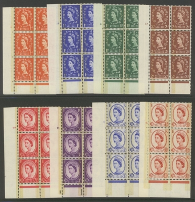 1959 Phosphor Graphite set in Superb fresh U/M Cylinder Blocks of 6. SG 599 - 609