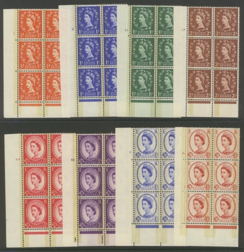 1959 Phosphor Graphite set in Superb fresh U/M Cylinder Blocks of 6. SG 599 - 609