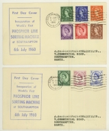 1960 6th July ½d - 1/3 Phosphor stamps on two typed First Day Covers