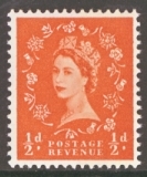 1960 ½d Orange SG 610 variety one broad  right phosphor band