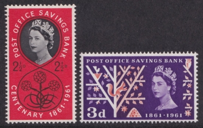 1961 POSB 2½d + 3d Timson printing SG 623a + 24a