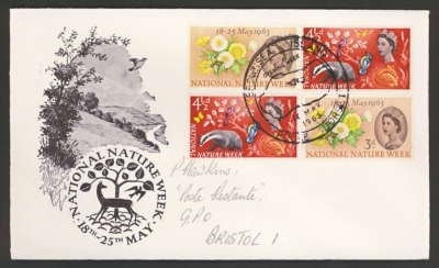 1963  Nature ordinary + phosphor set on FDC with Brownsea FDI