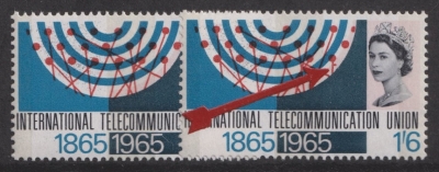 1965 ITU 1/6 phos Variety Red Pin with Arm SG 684pb