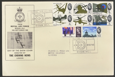 1965 Battle of Britain Evening News day of show  cover  with Biggin Hill RAF 18th Sept special cancel