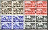 1967 Castles No Watermark set in U/M blocks of 4