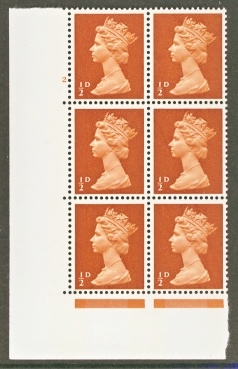 SG 723 ½d Orange Cyl Block