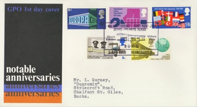 1969 Anniversaries set on FDC Cancelled by an Alcock & Brown Manchester FDI