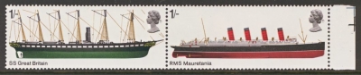 1969 1/- Ships pair variety missing phosphor SG 782y-3y