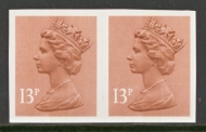 1971 13p Machin variety Imperf pair SG 900a Scarce Cat £775