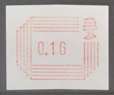 1984 16p Frama Label Variety Printed on White Paper SG Spec Y33b.  A Fresh U/M example of this Difficult stamp.