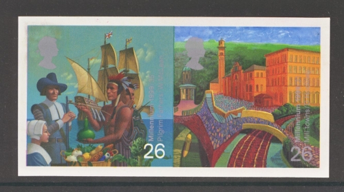 1999 Settlers- Workers 26p Se-tenant imperf booklet pane proof  SG 2085+89. Cat £750 Scarce