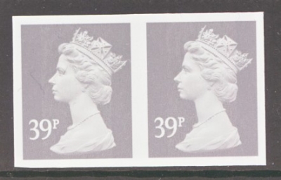 1993 39p Grey SG Y1709a variety Imperf A Fresh U/M pair