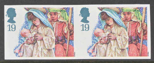 1994 19p Christmas SG 1843a variety Imperf Fresh U/M  Cat £125