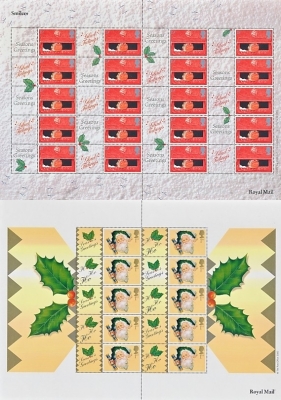 2001 Christmas  imprint Smilers Sheets SG LS2a + LS3a HALF PRICE