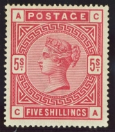 1883 51- 5/- Rose SG 180. M/M